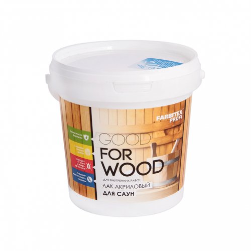 Лак акриловый для саун Матовый 1 кг. FARBITEX ПРОФИ GOOD FOR WOOD Лак акриловый для саун Матовый 1 кг. FARBITEX ПРОФИ GOOD FOR WOOD купить в Рассказово