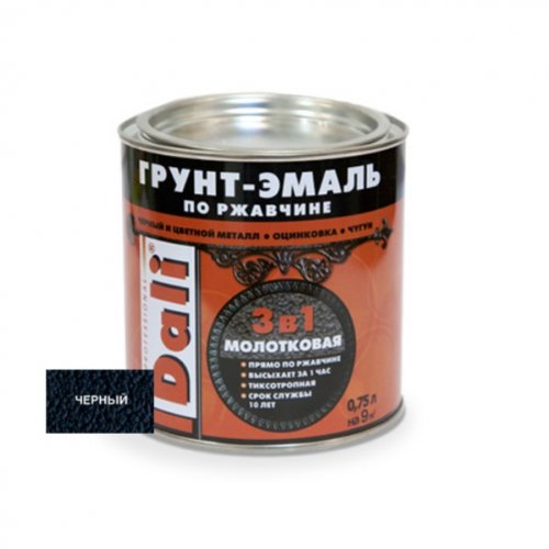 Грунт-эмаль по ржавчине( молотковая ) Черный 10л. "Dali" Грунт-эмаль по ржавчине( молотковая ) Черный 10л. "Dali" купить в Рассказово