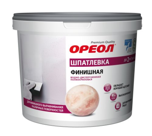 Шпатлевка "ОРЕОЛ" финишная ВД полиакрил для вн. работ, 4кг. Шпатлевка "ОРЕОЛ" финишная ВД полиакрил для вн. работ, 4кг. купить в Рассказово