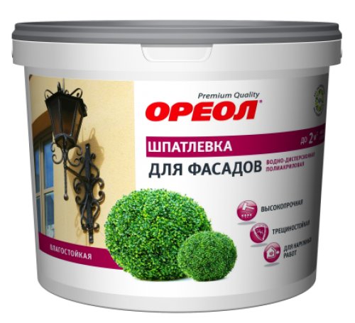 Шпатлевка "ОРЕОЛ" для фасадов влагостойкая ВД полиакрил для нар. работ, 4кг. Шпатлевка "ОРЕОЛ" для фасадов влагостойкая ВД полиакрил для нар. работ, 4кг. купить в Рассказово