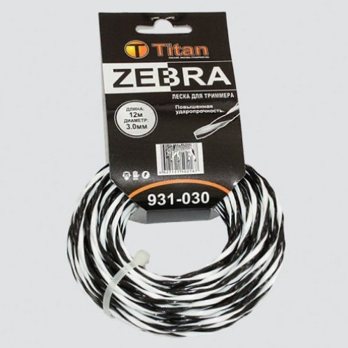 Леска для триммера ZEBRA (картон) 3,00мм*12м, белый+черный Titan 931-030 Леска для триммера ZEBRA (картон) 3,00мм*12м, белый+черный Titan 931-030 купить в Рассказово